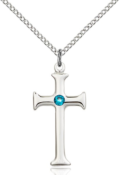 Women's Maltese Edge Cross Pendant with Birthstone Options - Zircon