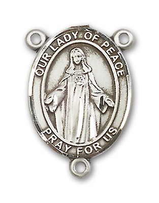 Our Lady of Peace Sterling Silver Rosary Centerpiece - Sterling Silver