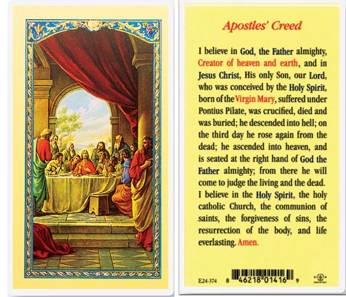 Apostle's Creed, Last Supper Laminated Prayer Card - 25 Cards Per Pack .80 per card