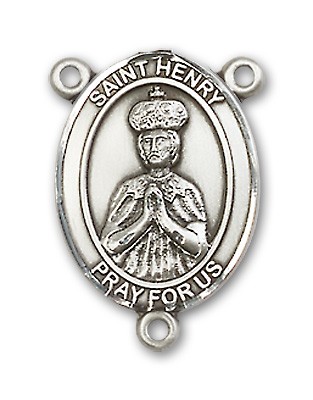 St. Henry II Rosary Centerpiece Sterling Silver or Pewter - Sterling Silver