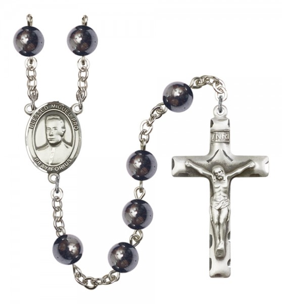 Men's Blessed Miguel Pro Silver Plated Rosary - Silver