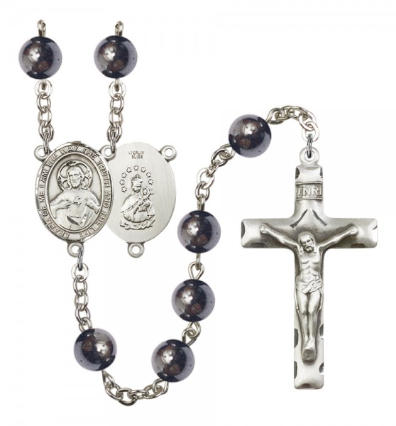Men's Scapular Silver Plated Rosary - Silver