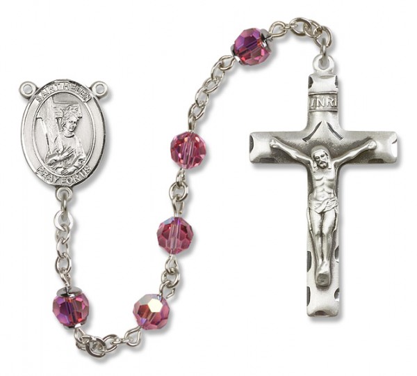St. Helen Sterling Silver Heirloom Rosary Squared Crucifix - Rose