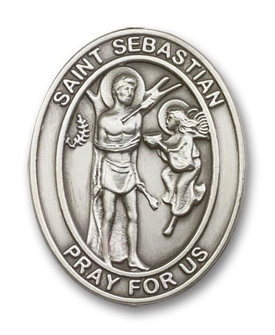 St. Sebastian Visor Clip - Antique Silver