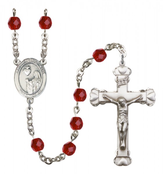 Women's St. Margaret Mary Alacoque Birthstone Rosary - Ruby Red