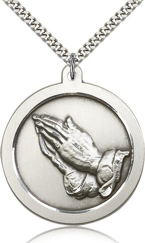 Praying Hands Pendant - Sterling Silver