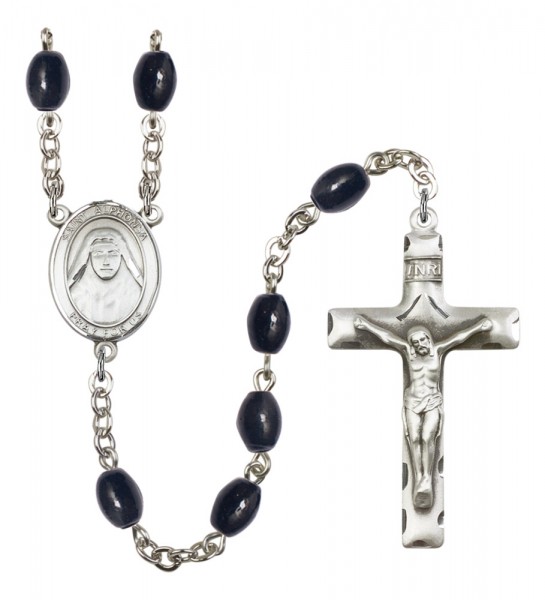 Men's St. Alphonsa of India Silver Plated Rosary - Black Oval