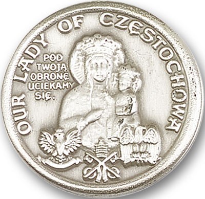Our Lady of Czestochowa Visor Clip - Antique Silver