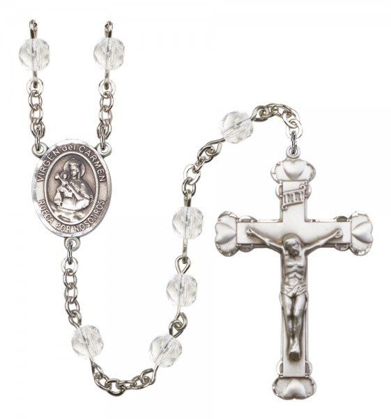 Women's Virgen del Carmen Birthstone Rosary - Crystal