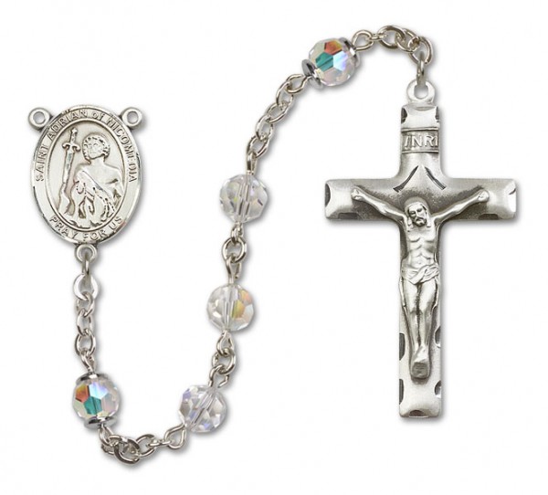 St. Adrian of Nicomedia Sterling Silver Heirloom Rosary Squared Crucifix - Crystal