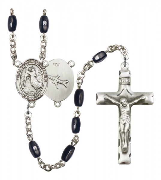 Men's St. Joseph of Cupertino Silver Plated Rosary - Black | Silver