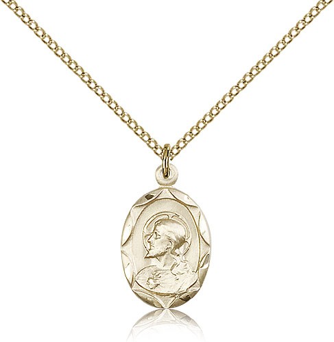 Profile of Christ Scapular Medal Necklace - 14KT Gold Filled