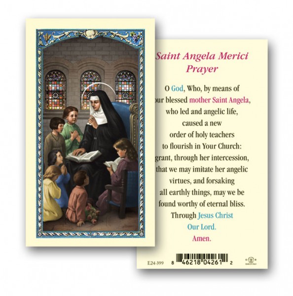 St. Angela Laminated Prayer Card - 25 Cards Per Pack .80 per card