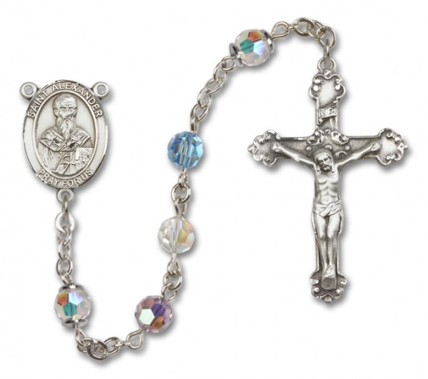 St. Alexander Sauli Sterling Silver Heirloom Rosary Fancy Crucifix - Multi-Color