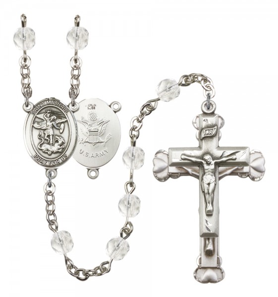 Women's St. Michael Army Birthstone Rosary - Crystal