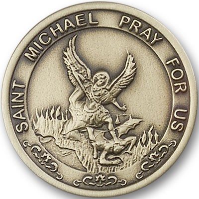 St. Michael the Archangel Visor Clip - Antique Gold