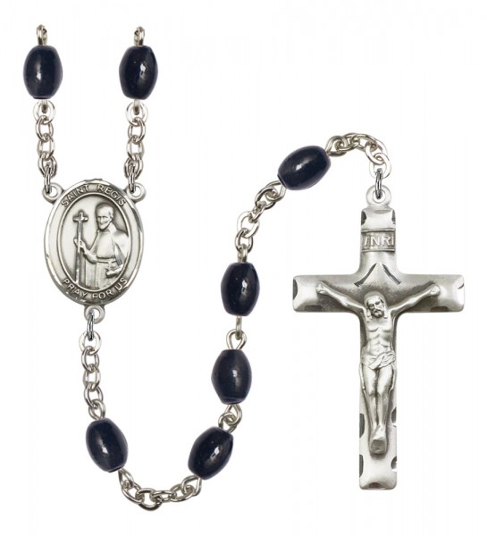 Men's St. Regis Silver Plated Rosary - Black Oval