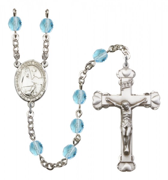 Women's St. Jeanne Chezard de Matel Birthstone Rosary - Aqua