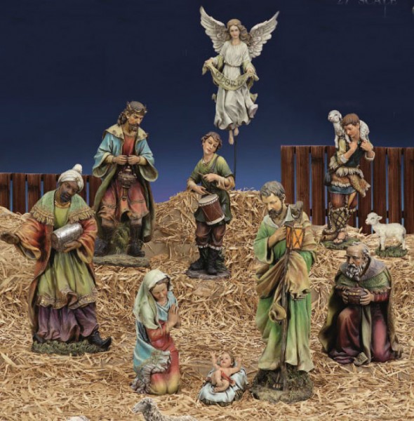 Church Size Nativity Set with 10 Pieces 27 Inch Scale - Full Color
