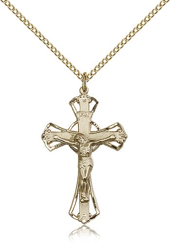 Women's Open-Cut Crucifix Pendant - 14KT Gold Filled