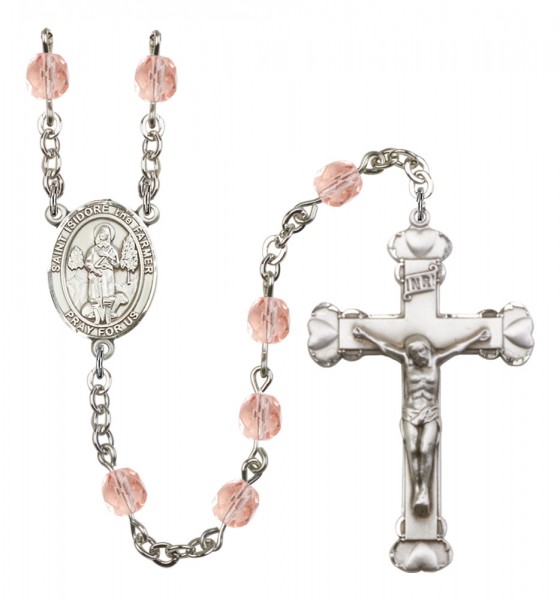 Women's St. Isidore the Farmer Birthstone Rosary - Pink