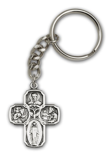 5-Way &amp; Holy Spirit Keychain - Antique Silver