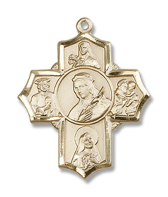 St Philomena, St. Theresa, St. Rita, St. Anthony and St. Jude Medal - 14K Solid Gold