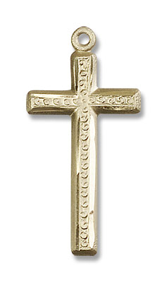 Women's Slimline Textured Cross Necklace - 14K Solid Gold