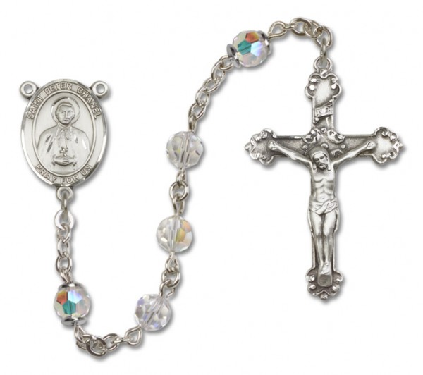 St. Peter Chanel Sterling Silver Heirloom Rosary Fancy Crucifix - Crystal