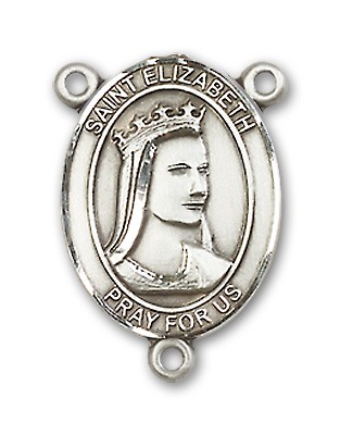 St. Elizabeth of Hungary Rosary Centerpiece Sterling Silver or Pewter - Sterling Silver
