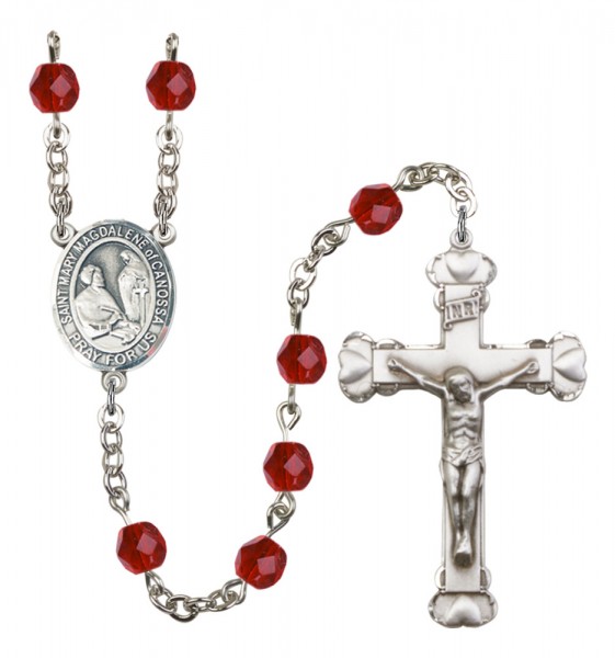 Women's St. Mary Magdalene of Canossa Birthstone Rosary - Ruby Red