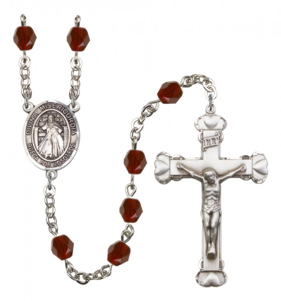 Women's Divina Misericordia Birthstone Rosary - Garnet