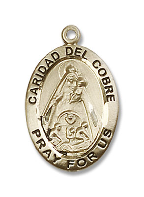 Oval Caridad Del Cobre Pendant - 14K Solid Gold