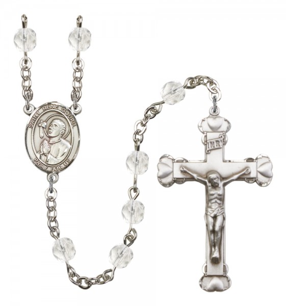 Women's St. Rene Goupil Birthstone Rosary - Crystal