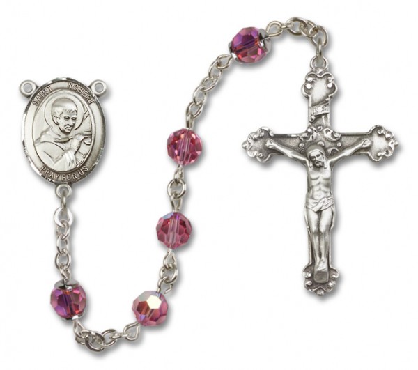 St. Robert Bellarmine Sterling Silver Heirloom Rosary Fancy Crucifix - Rose