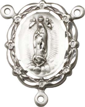Our Lady of Guadalupe Sterling Silver Rosary Centerpiece - Sterling Silver