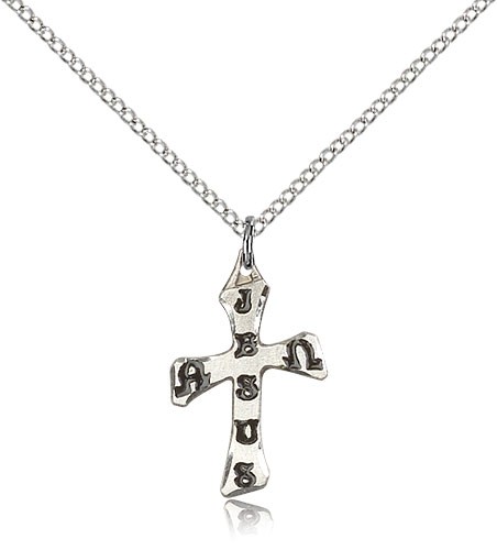 JESUS Cross Pendant - Sterling Silver