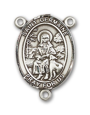St. Germaine Cousin Rosary Centerpiece Sterling Silver or Pewter - Sterling Silver