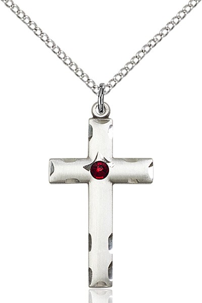 Women's Birthstone Cross Pendant - Garnet