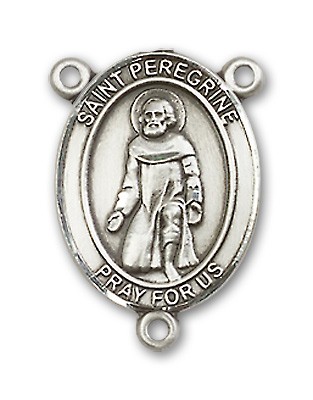 St. Peregrine Laziosi Rosary Centerpiece Sterling Silver or Pewter - Sterling Silver