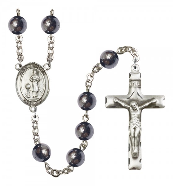 Men's St. Genesius of Rome Silver Plated Rosary - Silver