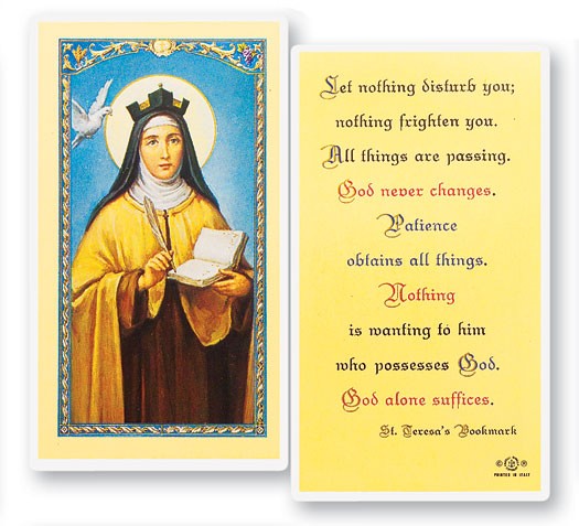 St. Teresa of Avila Bookmark Laminated Prayer Card - 25 Cards Per Pack .80 per card