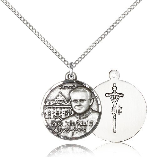 Women's Saint John Paul II with Vatican Medal - Sterling Silver