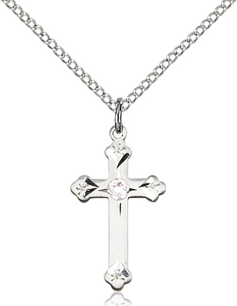 Youth Cross Pendant with Birthstone Options - Crystal