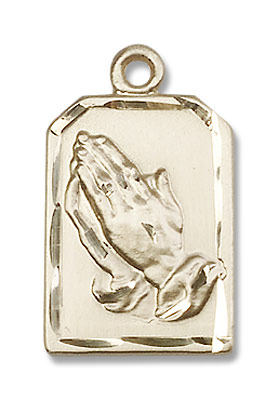 Praying Hands Pendant with Serenity Prayer - 14K Solid Gold