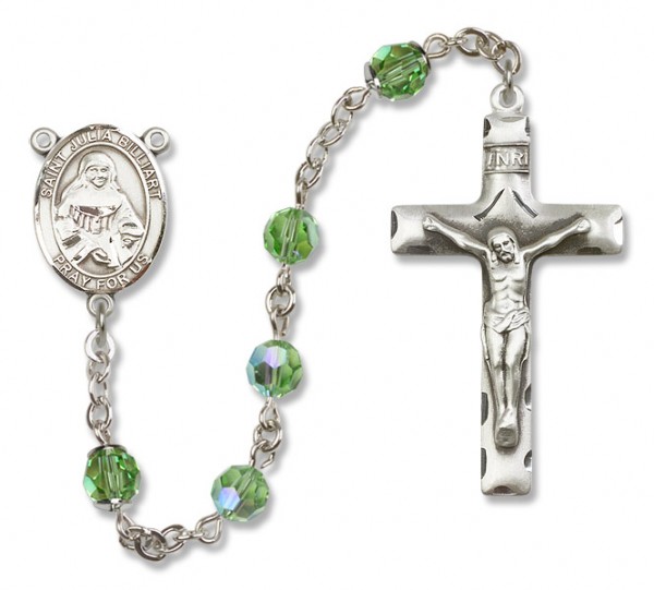 St. Julia Billiart Sterling Silver Heirloom Rosary Squared Crucifix - Peridot