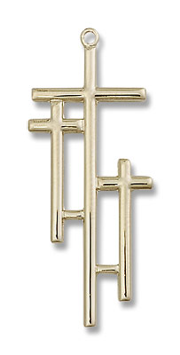 Calvary Three Cross Pendant - 14K Solid Gold