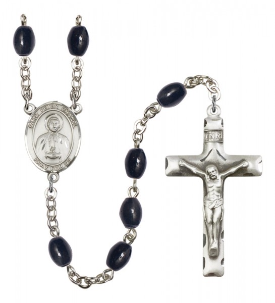 Men's St. Peter Chanel Silver Plated Rosary - Black Oval