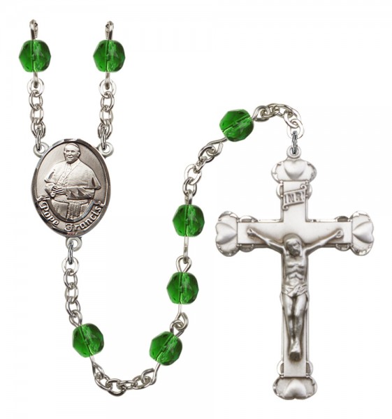 Women's Pope Francis Birthstone Rosary - Emerald Green