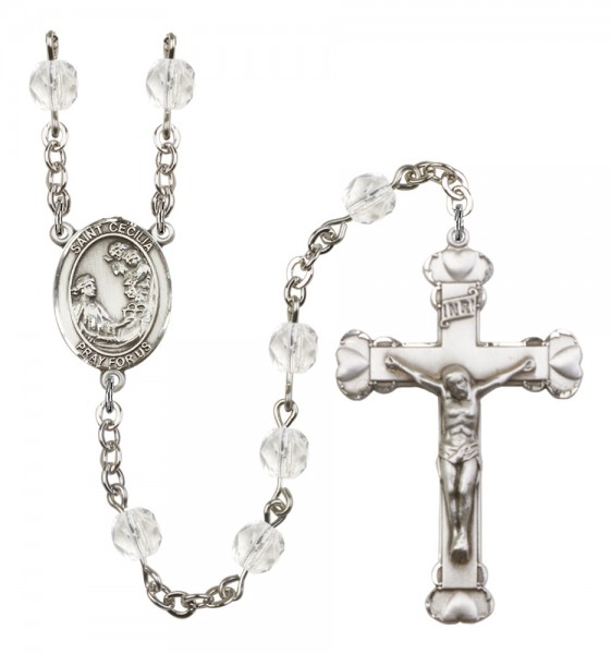 Women's St. Cecilia Birthstone Rosary - Crystal